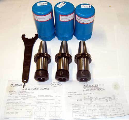 3 pc. techniks cat 40 er 32-4.00&#034; 25k rpm @g2.5 balanced cnc collet chucks kit for sale