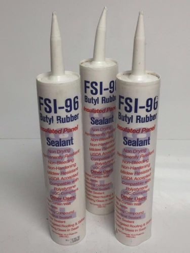 THREE FSI-96 Butyl Rubber Insulated Panel Sealant 10.3oz Caulking Fastner NOS