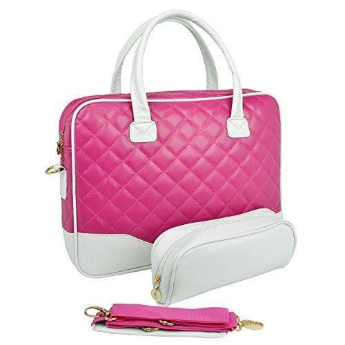 MyGift? 14.1 inch Pink Diamond Quilted Pattern with White Accent Trim Bubble