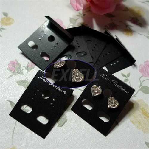 100Pcs Jewelry Earring Ear Studs Hanging Display Holder Hang Cards Black Flocked