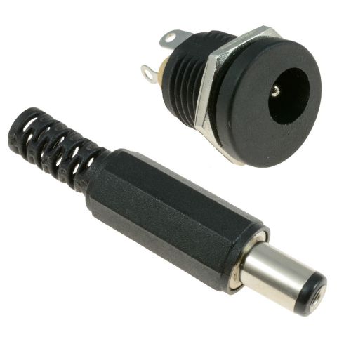 2.1mm x 5.5mm Male Plug + Female Socket Panel Mount Jack DC Connector