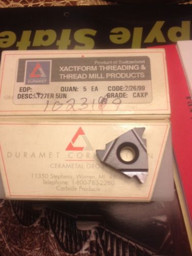 Duramet xactform threading carbide insert 27 er 5 un grade caxp machinist tool for sale