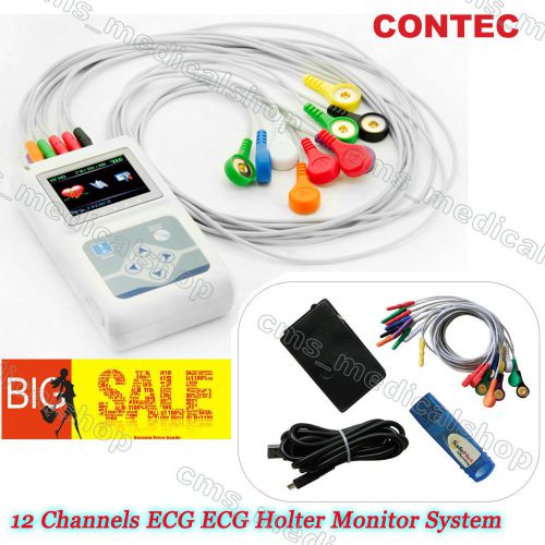 24H Dynamic Holter ECG machine OLED 12Channel Leads synchro analysis+PC SOFTWARE