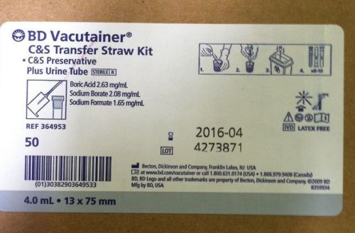 1 Case of 50 BD Vacutainer Kit # 364953