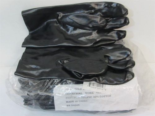 12&#034; Smooth Grip PVC Gloves, D8830-12, Black - Size Large - 12 pair