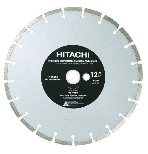 Hitachi 728773 12-Inch Dry Cut Segmented Rim Diamond Saw Blade for Concrete and
