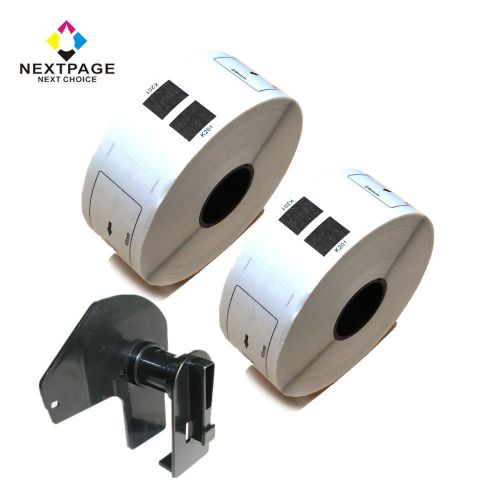 2 rolls compatible for brother dk-1201(1-1/7&#034;x3-1/2&#034;) with 1 reusable cartridge for sale