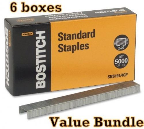 Value Pack Of 6 Stanley Bostitch Premium Standard Staples, 1/4 Inch Silver, Per