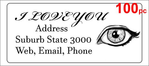 100 Personalised return address label adhesive mailing sticker 56x25mm eye