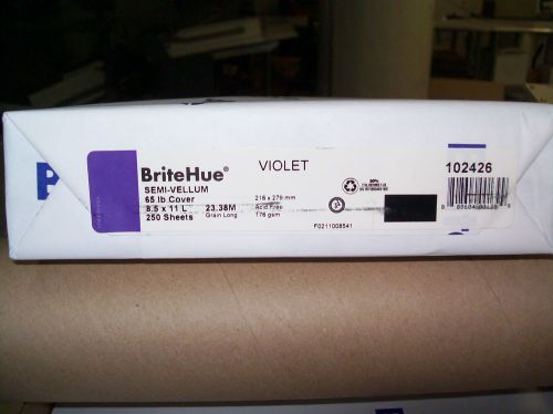 Brighthue 65 lb semi-vellum cover violet 8 1/2 by 11 ream of 250 sheets for sale