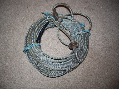 65 ft. long, 1/4&#034; outside diameter steel cable, looped ends for sale