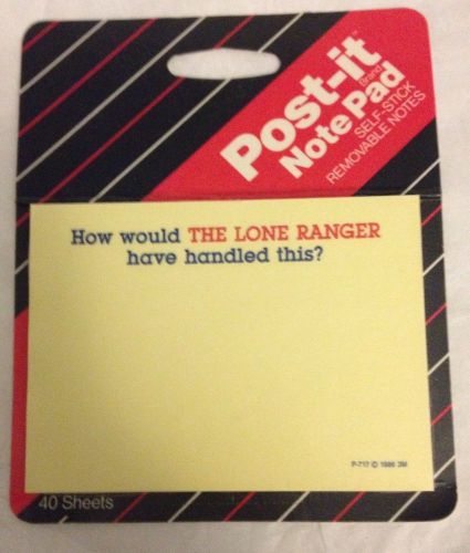 Vintage 1986 Post-it &#034;How Would the Lone Ranger Have Handled This&#034; Sticky Notes