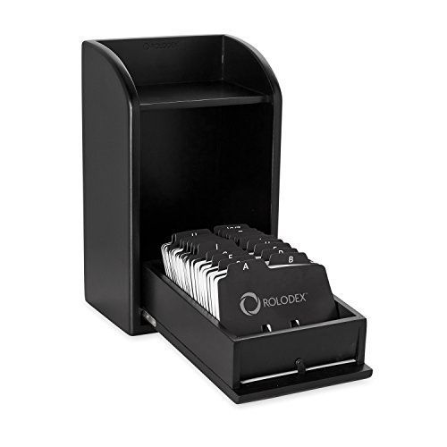 Rolodex Wood Tones Collection Photo Frame Business Card File, 300-Card, Black