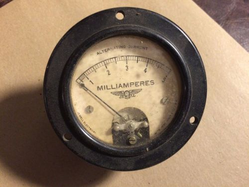 Vintage Jewell Pattern No 78 AC Milliamperes Meter Measures 0-5 MA Gauge
