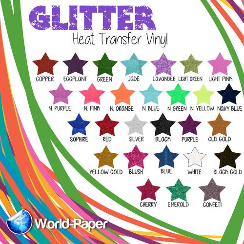 Heat transfer vinyl siser glitter easyweed 5 of 20&#034; x 1y mix &amp; match :) for sale