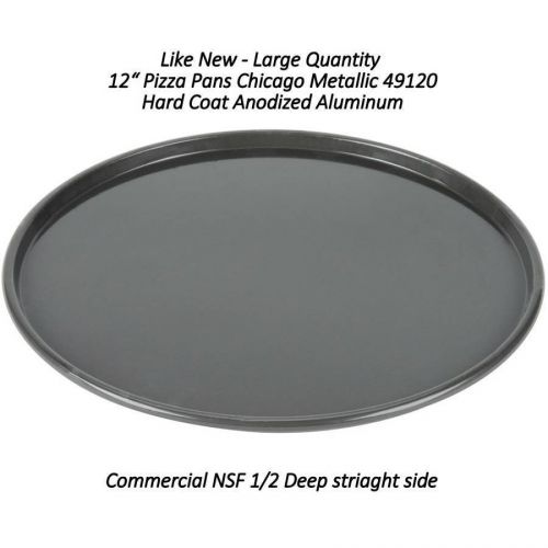 3 dozen 12&#039;&#039; pizza pans round chicago metallic 49120 hard coat anodized 1/2 deep for sale
