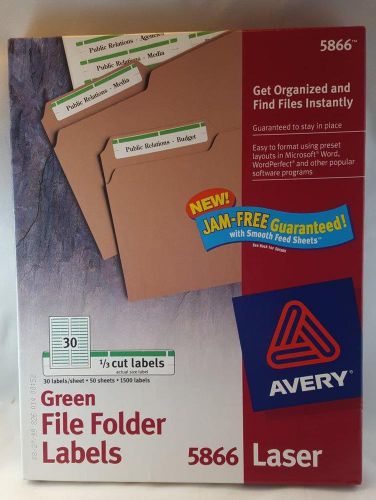 Avery Green File Folder Labels (5866) 1500 1/3 Cut Label Pack (3 used) Laser
