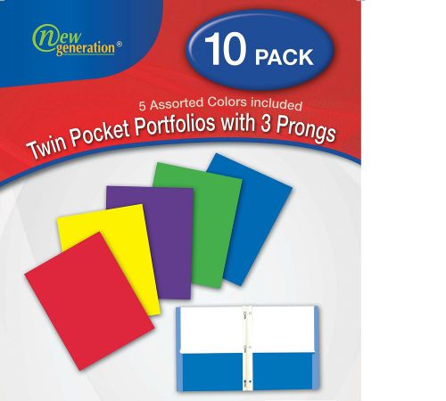 New generation - twin pocket portfolio / folder with 3 prongs heavywhight glo... for sale
