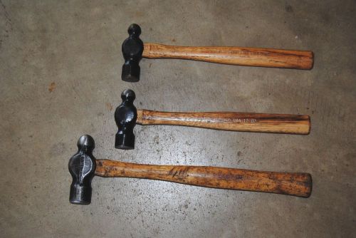 3 Old Ball Peen Hammers Lot Marion Forged USA 11.5 and 14 Inch