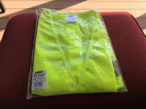 Basic issue bi-v240 standard safety vest mesh, hook &amp; loop lime - l/xl for sale