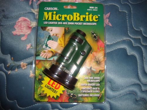 Carson MicroBrite 20x-40x Zoom Super-Bright Lighted LED Pocket Microscope MM-24