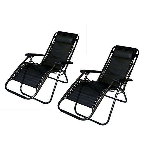 ALEKO Outdoor Patio Foldable Chaise-longue Leisure Chair, Pack Of 2, Black