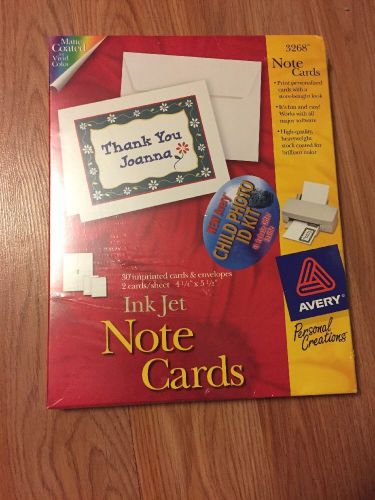 Avery 3268 Personal Creations Ink Jet 30 &amp; envelopes Note Cards 4 1/4 x 5/2