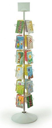 24-Pocket Greeting Card Display Rack Spinner For 5 X 7 Cards, 68 h Fixture With