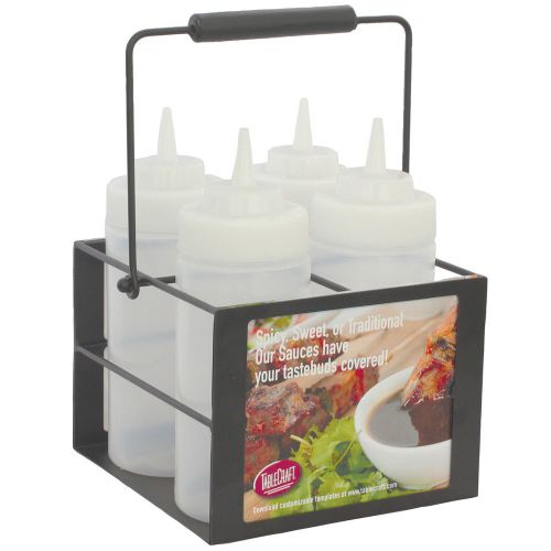 Tablecraft sbc4 black powder-coated 4-compartment squeeze bottle caddy for sale
