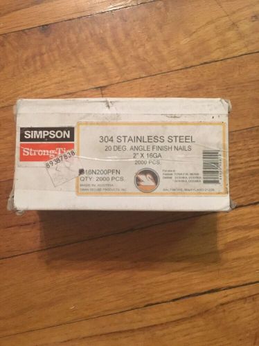 Simpson 304 Stainless Steel Angle Finish Nails S16N200 PFN 2&#034; 16 Gauge 2,000