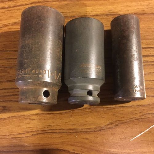 Wright &amp; jonnesway deep well impact socket 1/2&#034; drive lot of 3 for sale