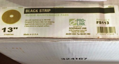 Fs-113 pro-link black strip floor maintenance pads (box of 5) bnib! great buy! for sale