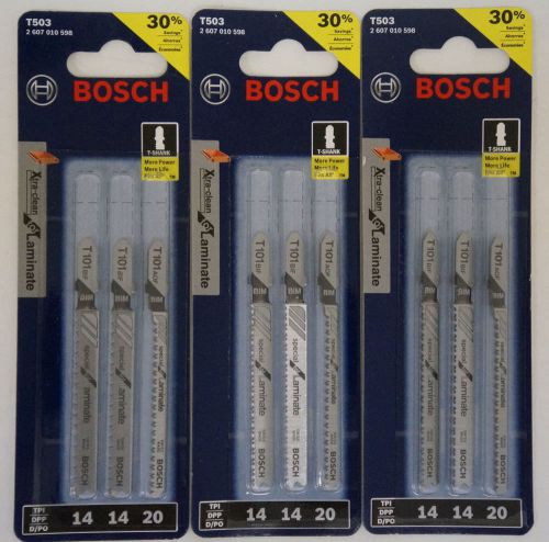 (9 Piece) Bosch T503 Jigsaw Blade 14 &amp; 20 TPI Bi-Metal For Laminate and Wood