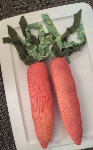 2 pc  Chenille Carrots  pillow type for home or store display.  orig  2/36.00