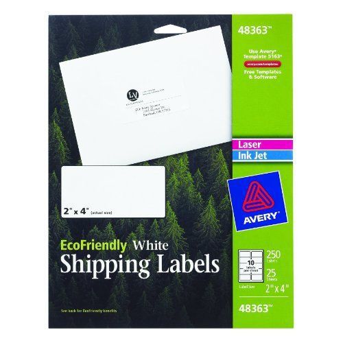 Avery  Mailing Labels for Laser and Ink Jet Printers, 2 x 4 Inches, White,