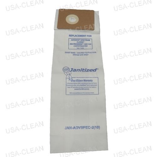 Advanced Spectrum Vacuum Cleaner S-12 Series Paper Bags 10 Pk Part # 1471058500