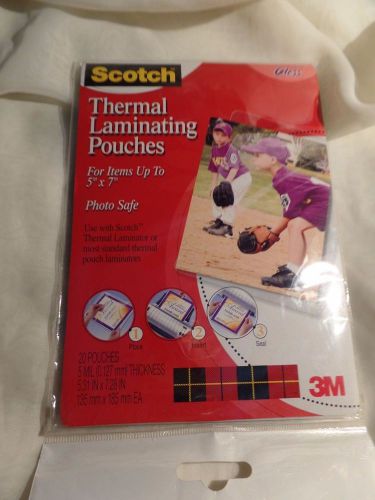 Scotch Thermal Laminating Pouches, 5&#034;X7&#034;Inches, 3M Gloss Photo Safe 20-Pack