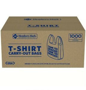 1000 Large 1/6 Thank You T-shirt Plastic Grocery Shopping Bags With Handle