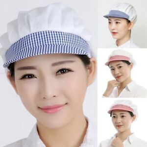 Work Hat Kitchen Cooking Cook Cap Food Service Baker Hair Nets with Brim Pleated