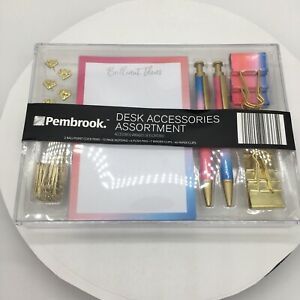 BNIB Pembrook Desk Top Accessories Assortment Office Supplies Pink Blue