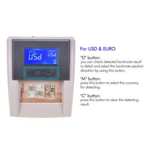 Money Bill Currency Counter Counting Machine Counterfeit Detector Checker W8P7