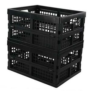 15 L Plastic Folding Storage Crates, 2 Packs Black