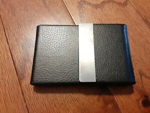 Business Card Holder - Black - Faux Leather - Brand New In Box - Magnetic Close