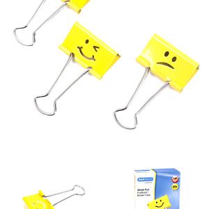 Rapesco Binder Clips, 32 mm Emoji Clips [Pack of 20] Bright Yellow