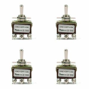 4PCS Toggle Switch 3 Terminal 4Pin (ON)-OFF-ON 15A 250V DPST Industrial Grade F7