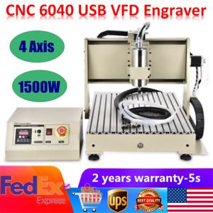 USB 4 Axis 6040 1.5KW 3D VFD CNC Router Engraving Metal Carving Milling Machine