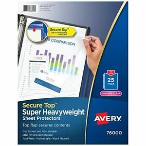 Avery 76000 Secure Top Sheet Protectors, Super Heavy, Diamond Clear (Pack of 25)