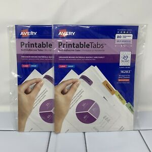2 AVERY  PRINTABLE Tabs 1-3/4&#034;  86 self Adhesive Tabs assorted colors