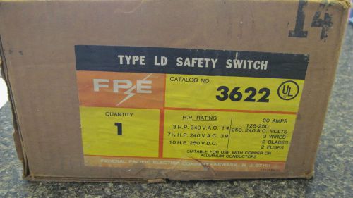 FPE 3622 60 AMP 125/250V LD SAFETY SWITCH FUSIBLE