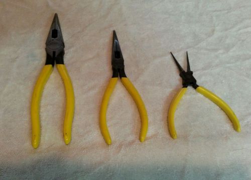 Klein Tools needle nose pliers set, lot of 3